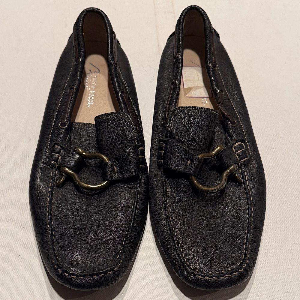 Bacco Bucci Black Leather Bit Moccasins